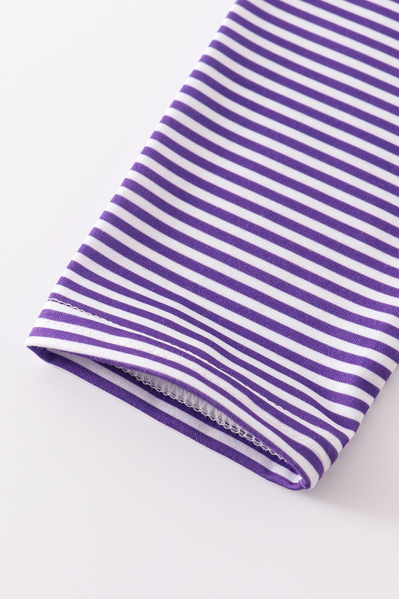 Purple stripe football embroidery top