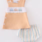 Beige car embroidery boy bloomer set