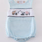 Blue stripe tractor embroidery boy bubble