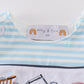 Blue stripe tractor embroidery boy bubble