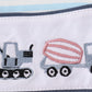 Blue stripe tractor embroidery boy bubble
