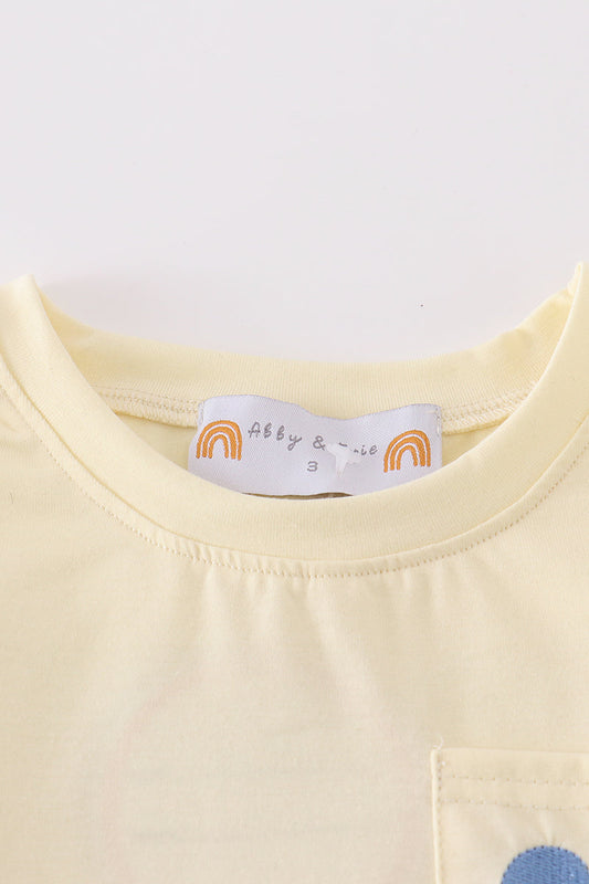 Stripe character embroidery boy set