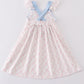 Pink bow girl ruffle dress