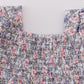Blue floral whisper smocked girl bubble