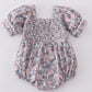 Blue floral whisper smocked girl bubble