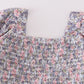 Blue floral whisper smocked girl set