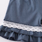 Blue floral whisper smocked girl set