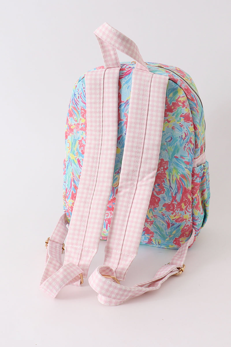 Green floral ruffle backpack