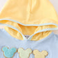 Color blocked character french knot boy hoodie set