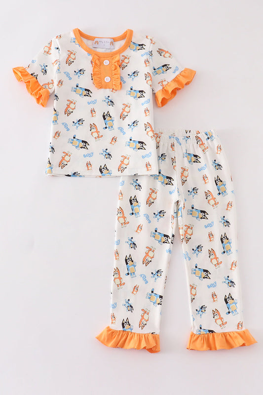 Orange character girl pajamas set