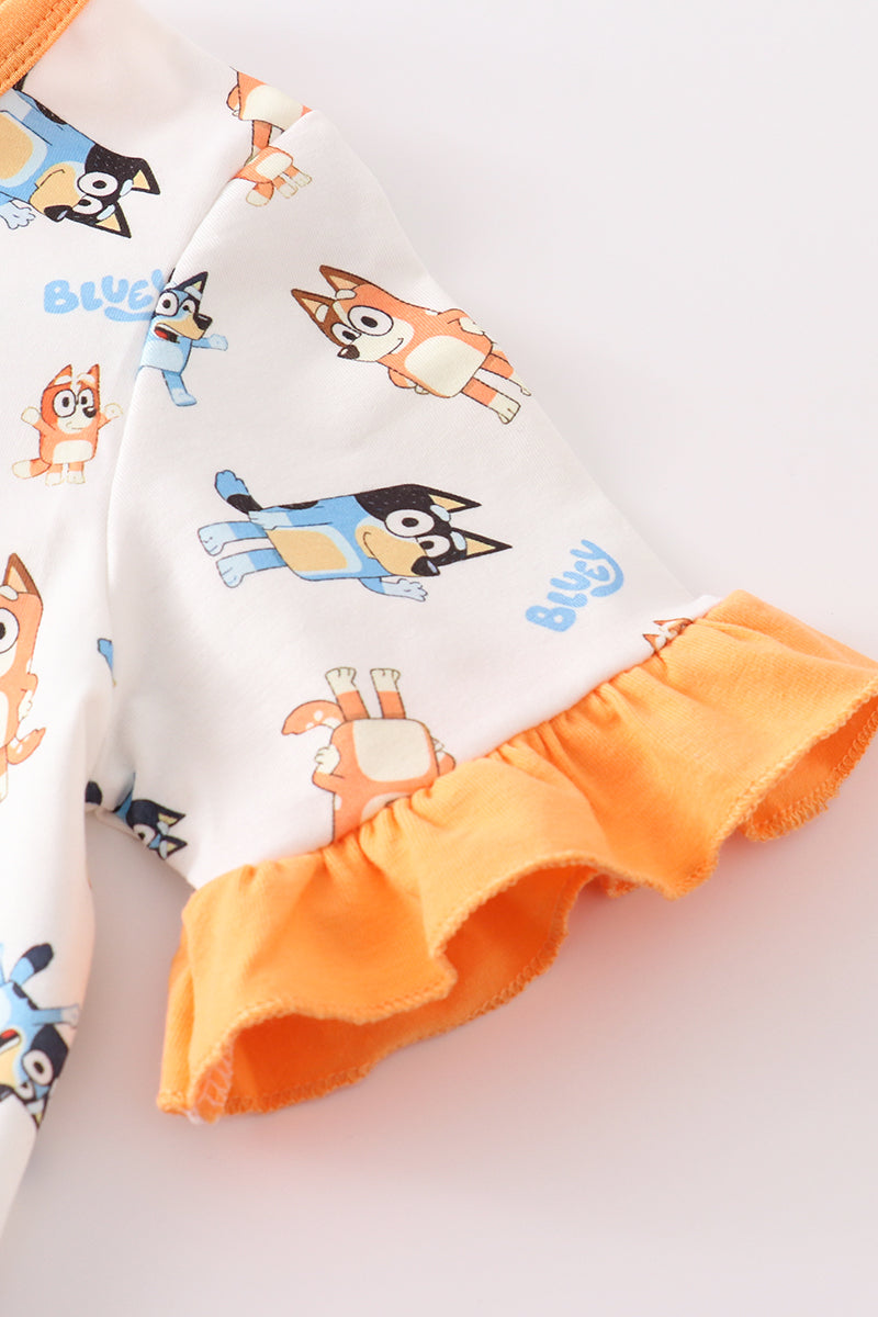 Orange character girl pajamas set