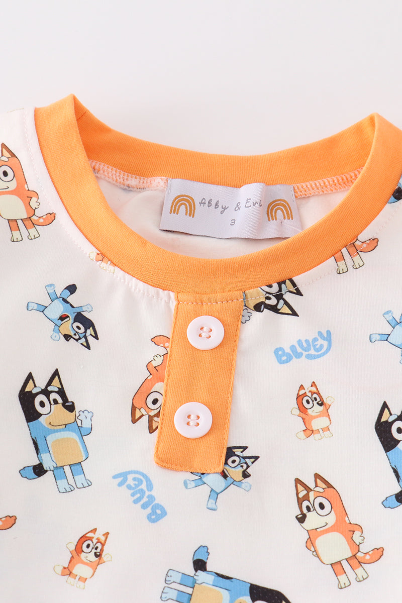 Orange character boy pajamas set