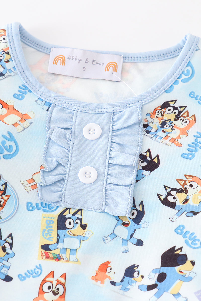 Blue character girl pajamas set