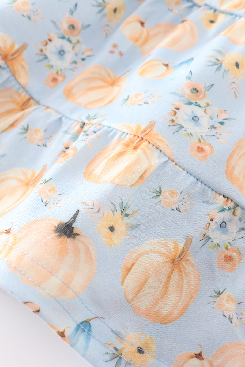 Pumpkin print ruffle girl set