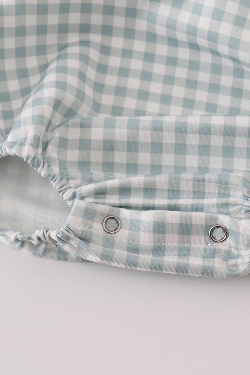 Green gingham boy bubble