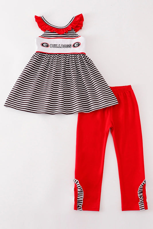 Black georgia bulldogs embroidery stripe girl set