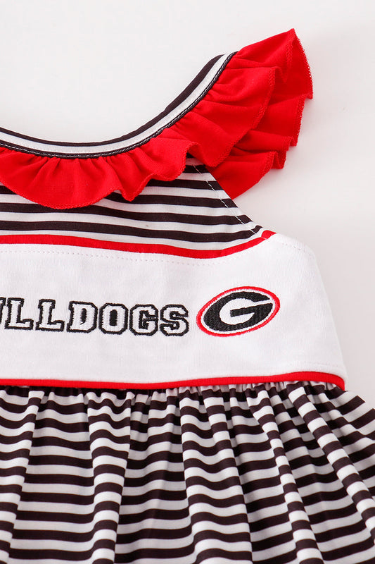 Black georgia bulldogs embroidery stripe girl set