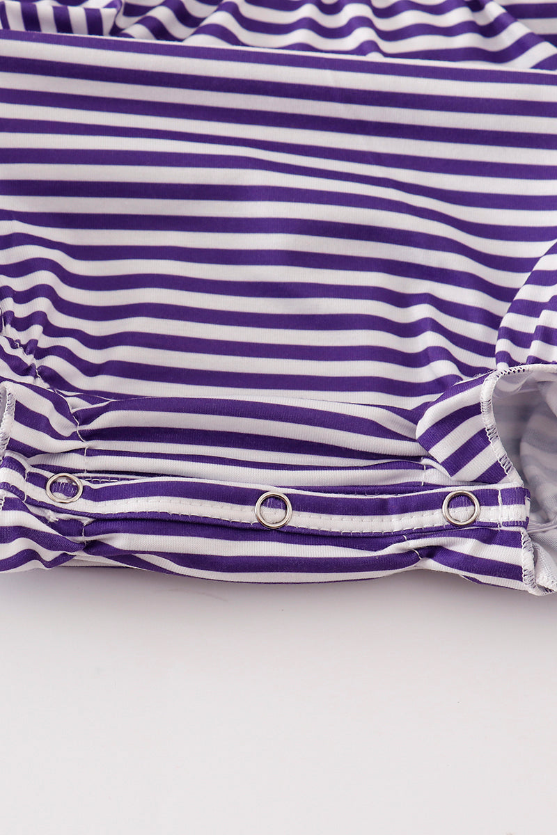 Purple stripe GO TIGERS embroidery girl bubble