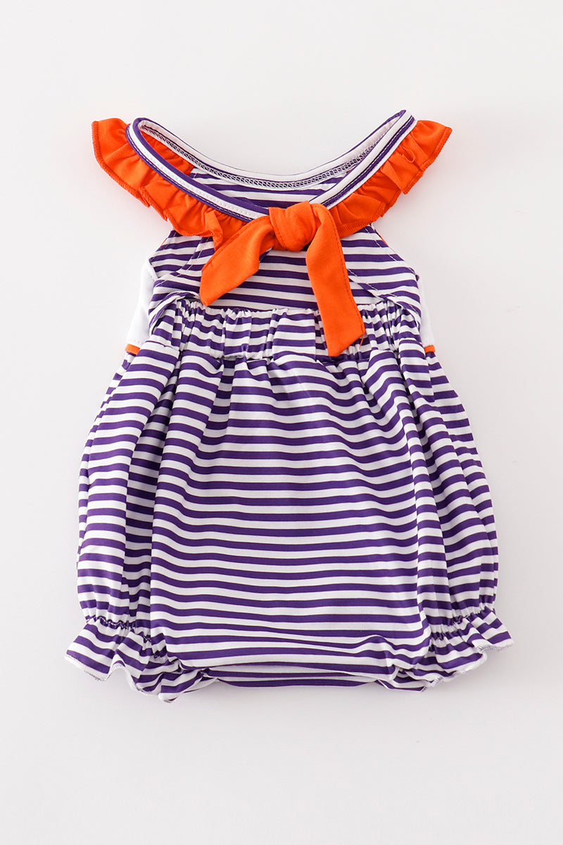 Purple stripe GO TIGERS embroidery girl bubble