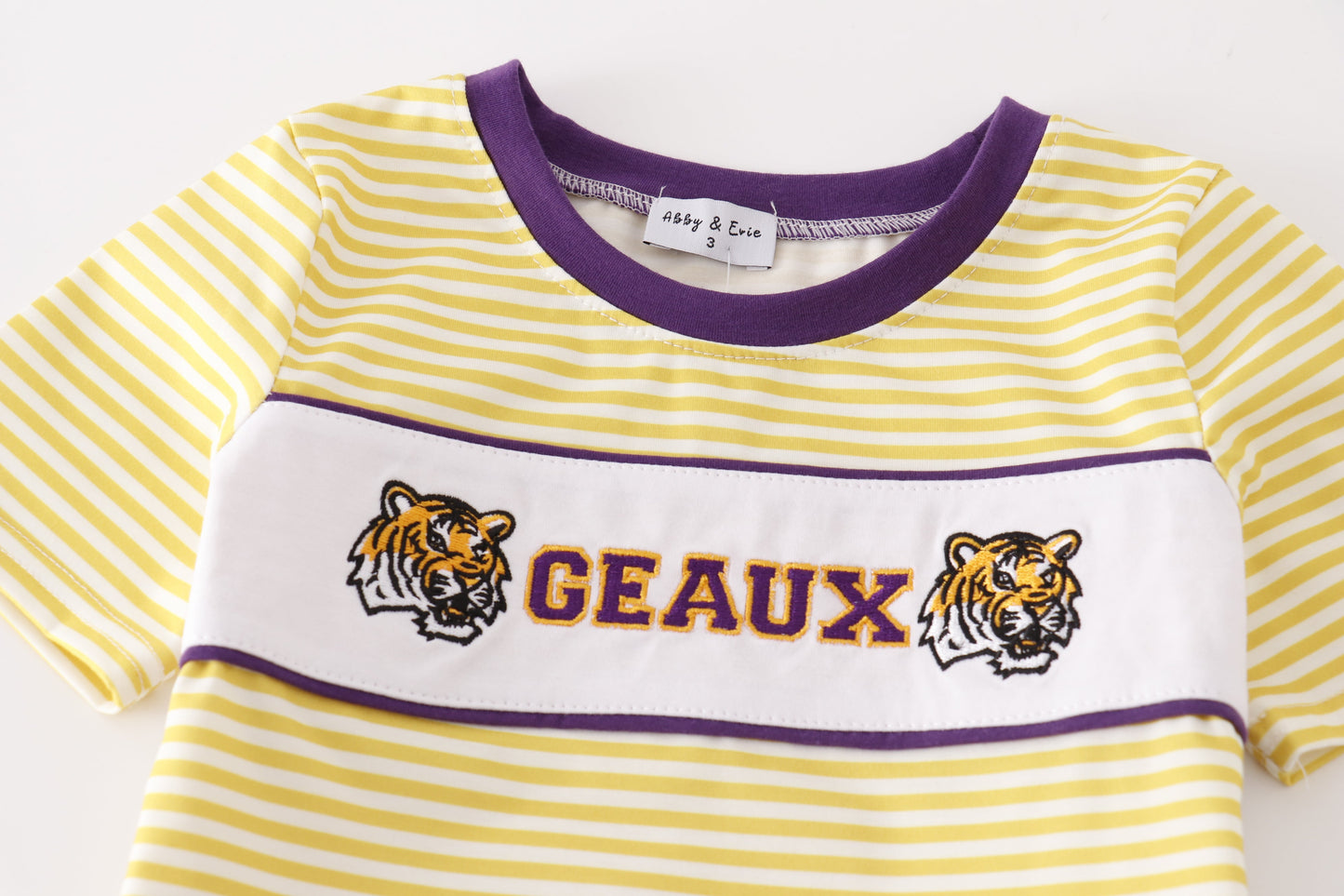 Purple gold GEAUX embroidery boy set