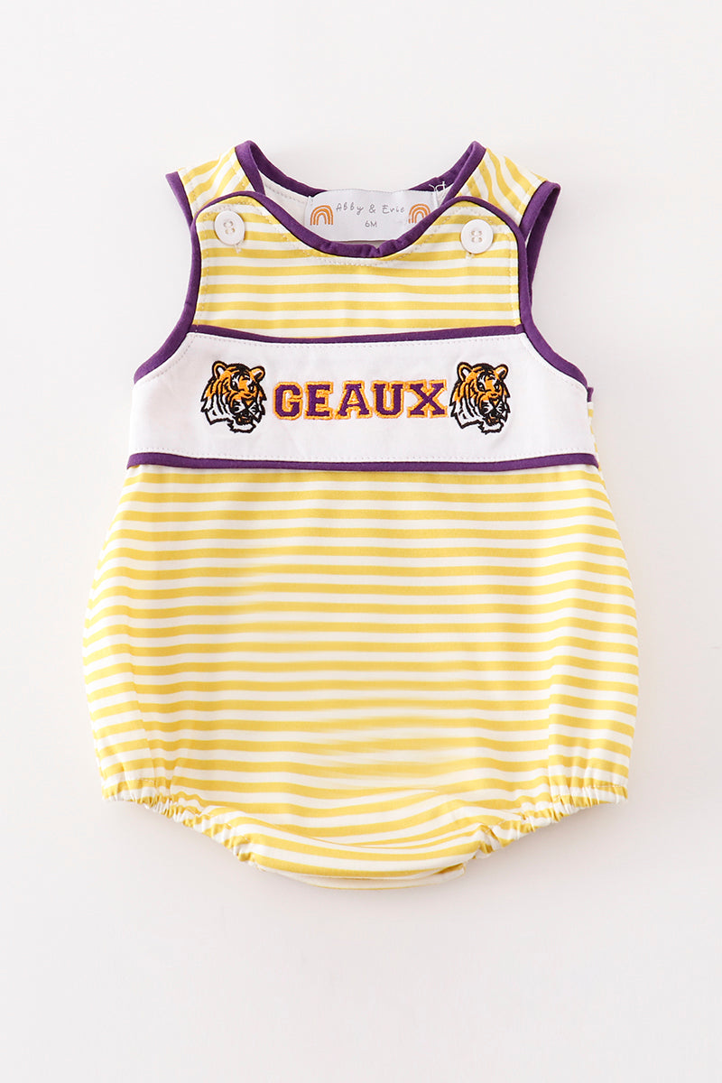 Purple gold GEAUX embroidery boy bubble