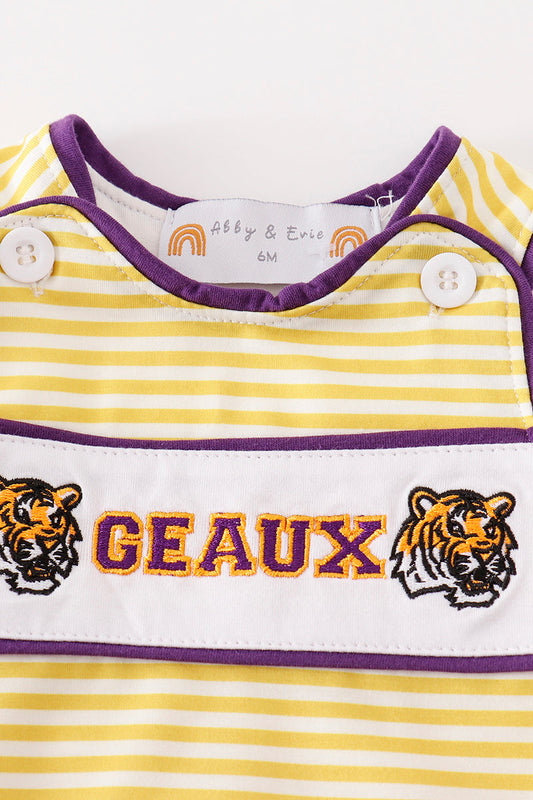 Purple gold GEAUX embroidery boy bubble