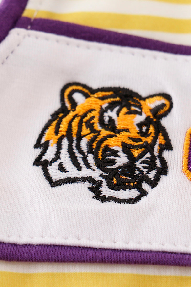 Purple gold GEAUX embroidery boy bubble