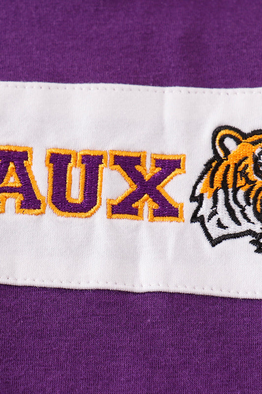 Purple GEAUX embroidery boy top