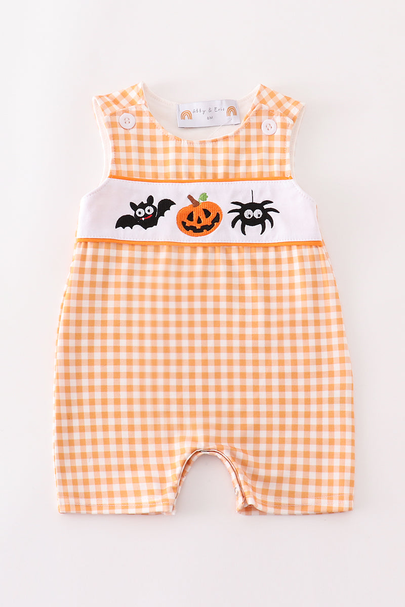 Orange halloween embroidery plaid boy jonjon