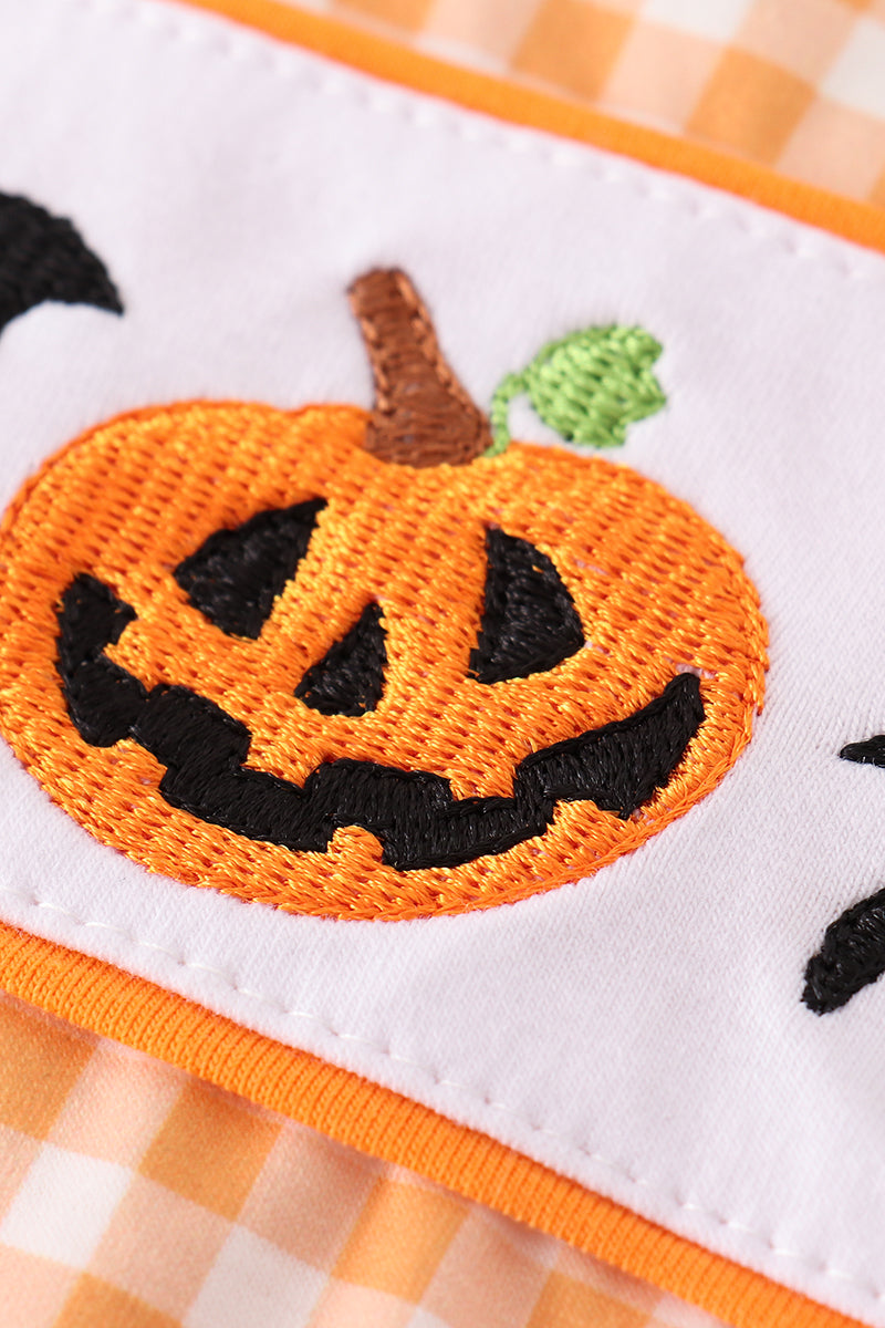 Orange halloween embroidery plaid boy jonjon