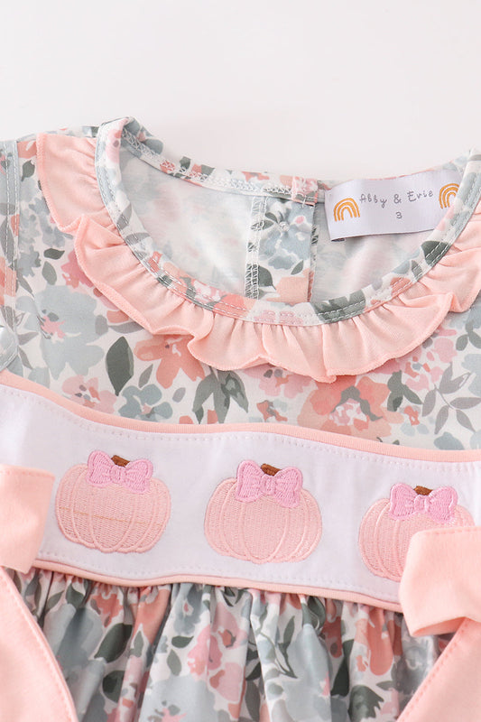 Floral pumpkin embroidery girl set