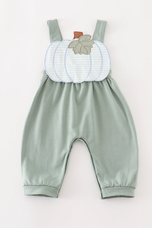 Sage pumpkin applique boy romper