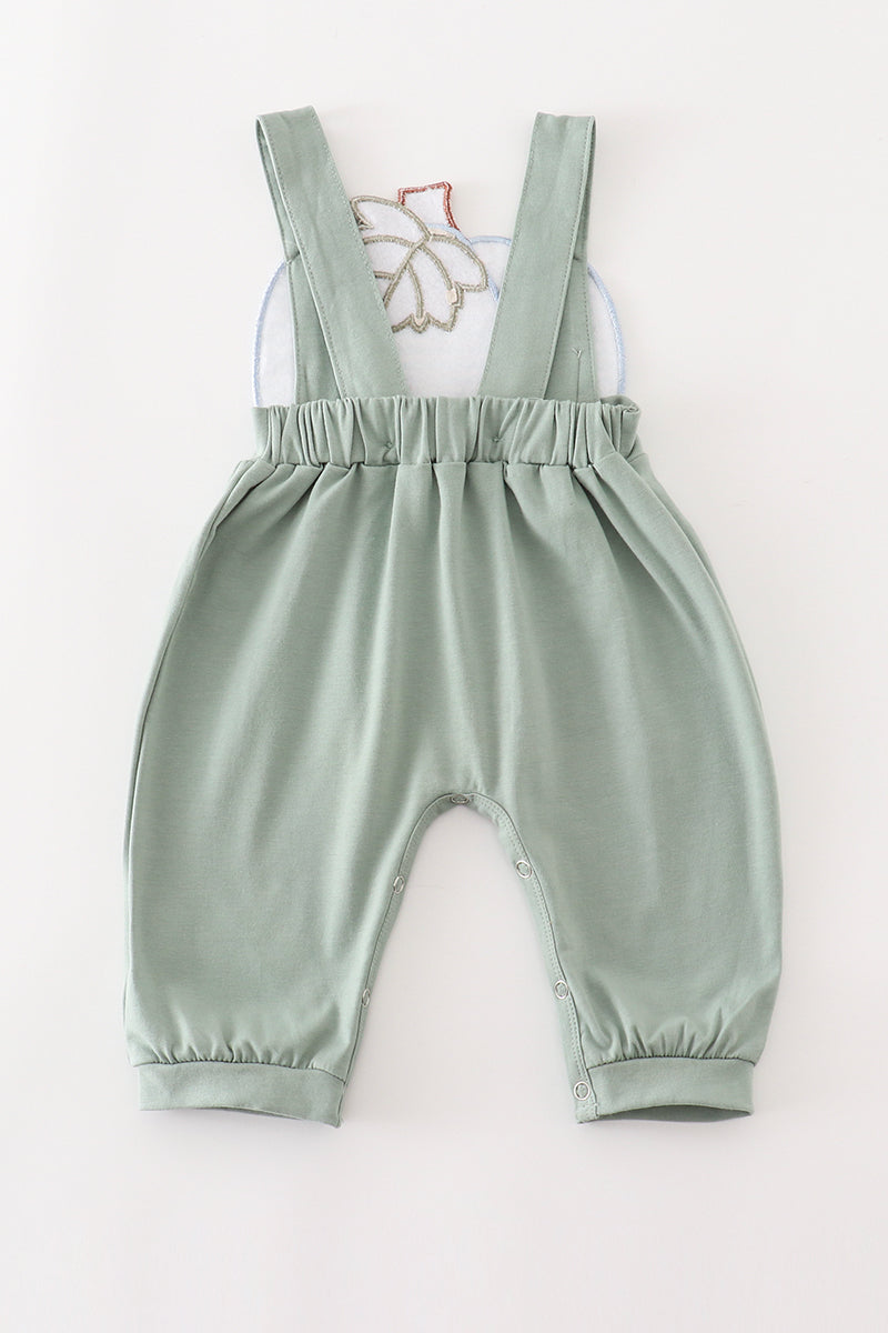 Sage pumpkin applique boy romper