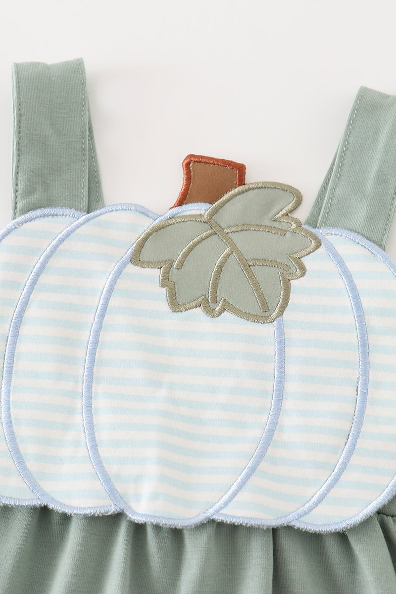 Sage pumpkin applique boy romper