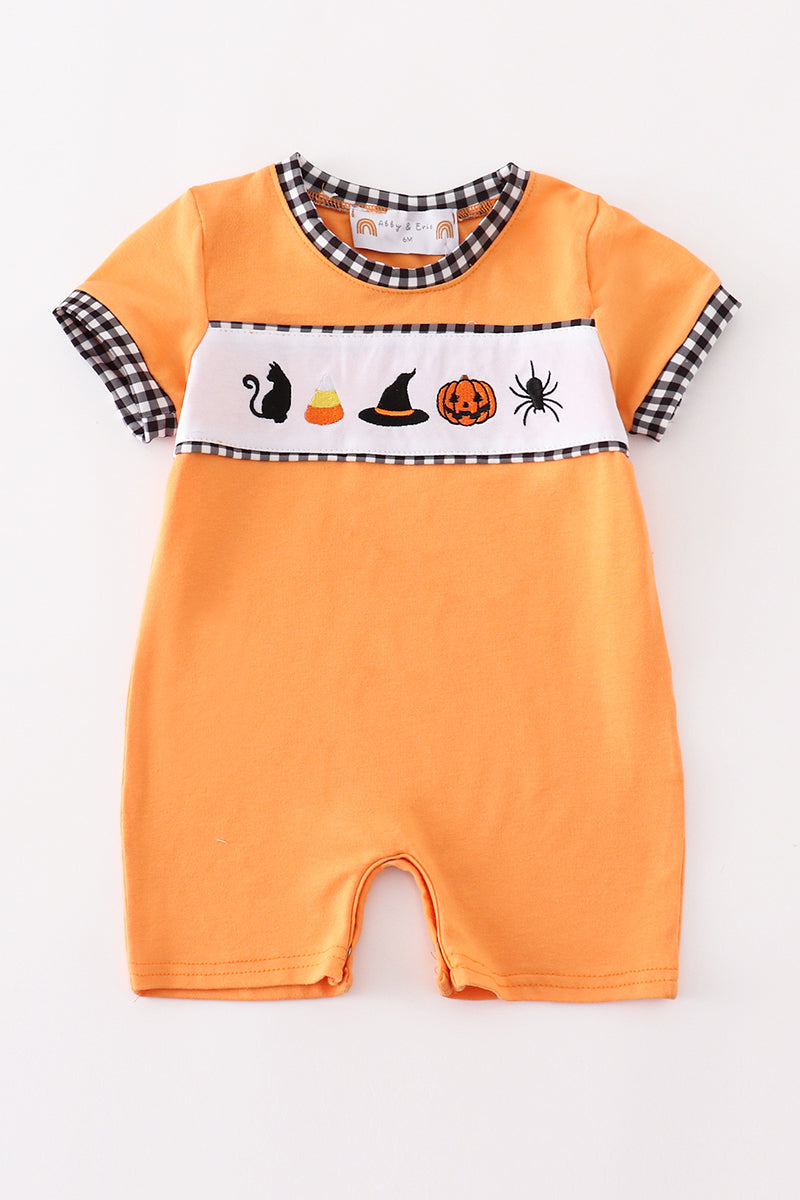 Halloween embroidery boy romper