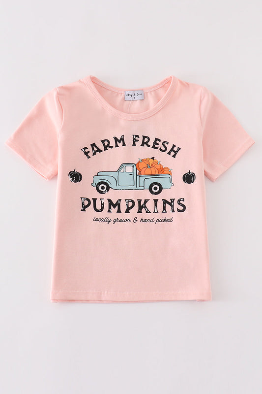 Pink farm fresh pumpkins girl top