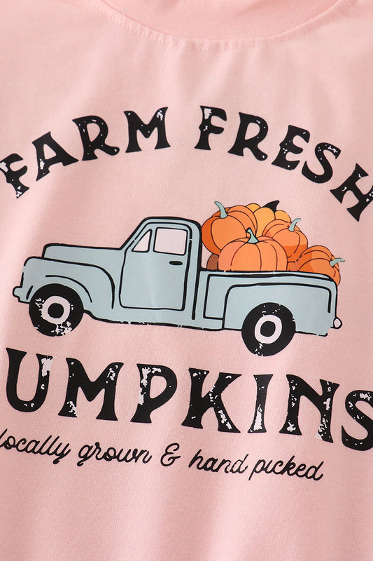 Pink farm fresh pumpkins girl top