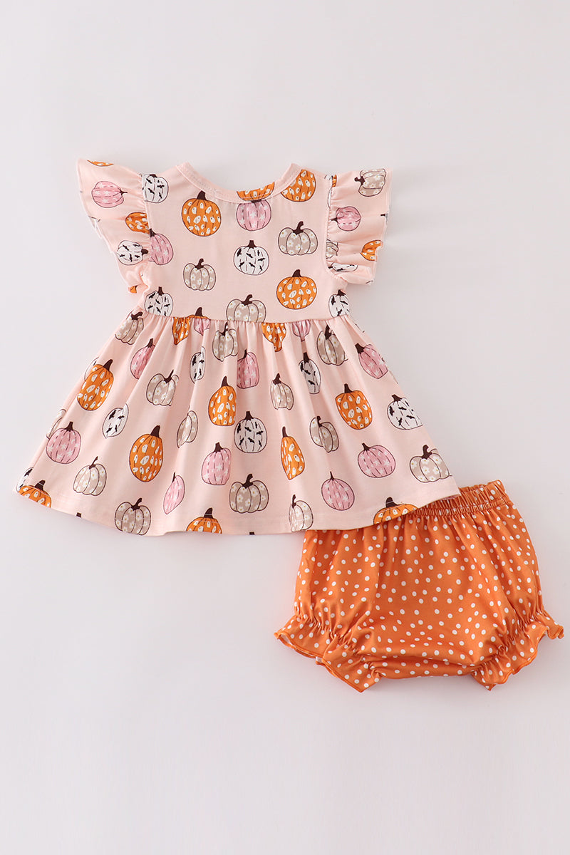 Pink pumpkin baby girl set