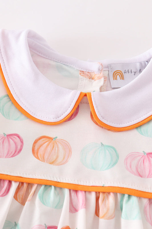 Pumpkin print baby girl bloomers set