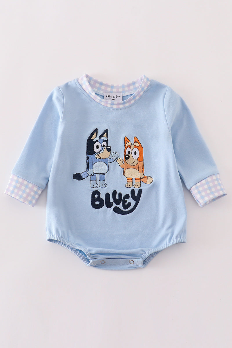 Blue character embroidery boy bubble