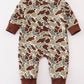 Camouflage ruffle zip boy romper