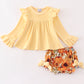 Beige velvet pumpkin girl baby set