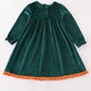 Forest velvet pumpkin embroidery girl dress