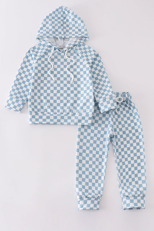 Blue checkered boy set