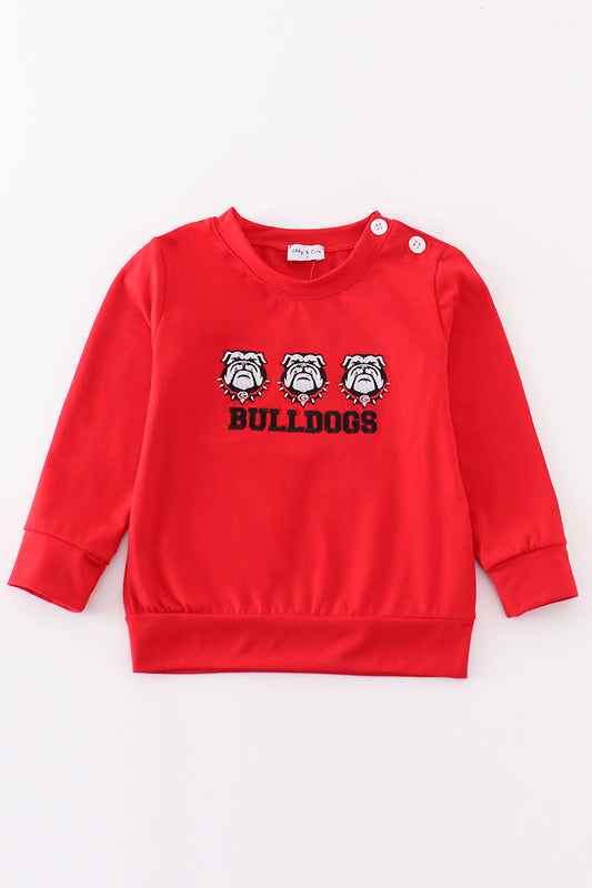 Red bulldogs embroidery boy top