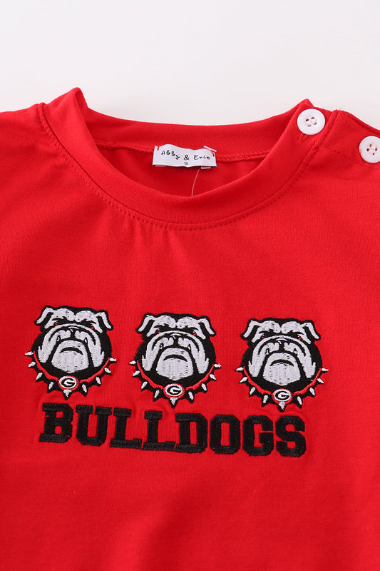 Red bulldogs embroidery boy top