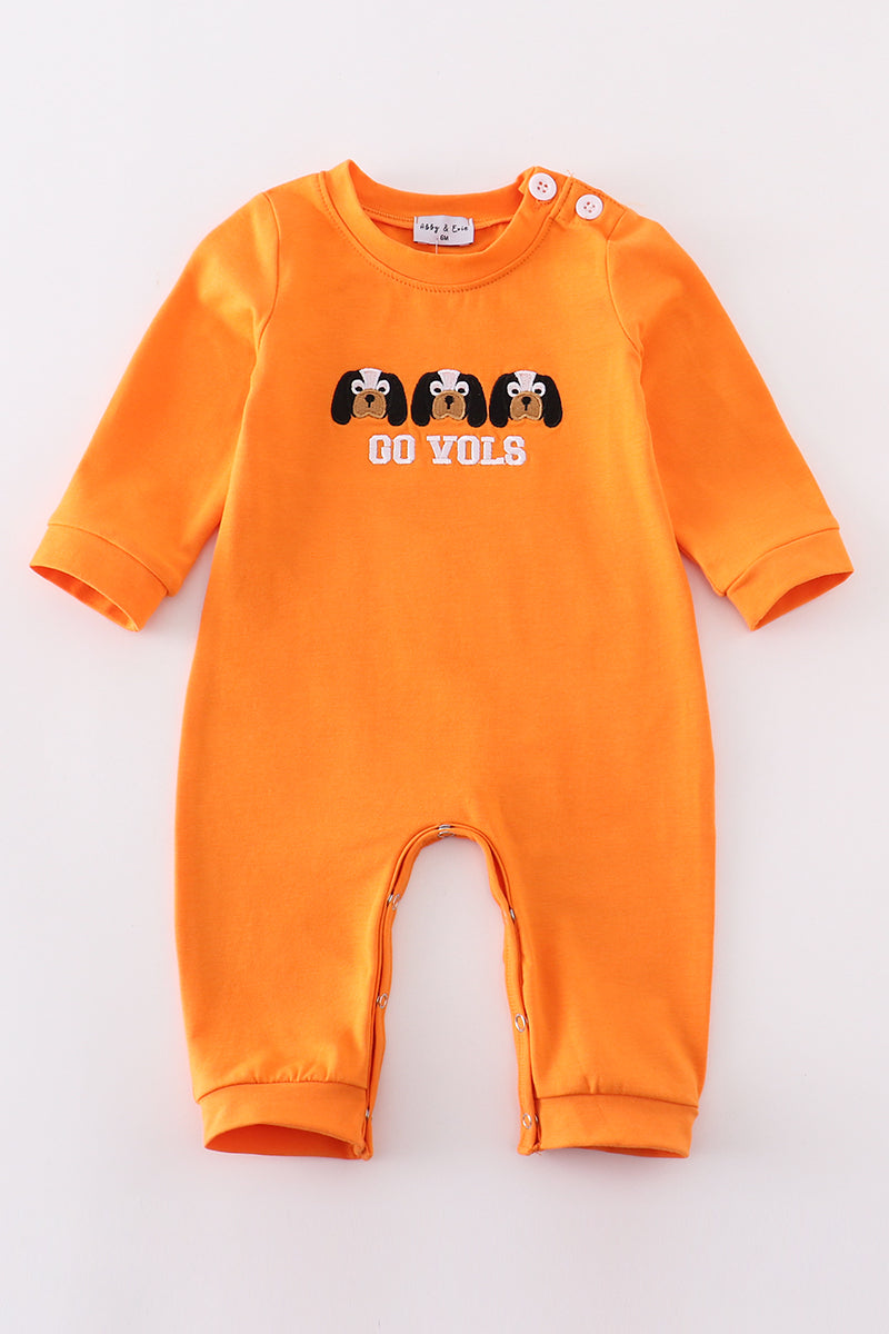 Orange go vols embroidery boy romper