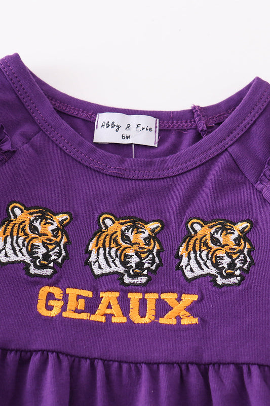 Purple geaux embroidery girl romper