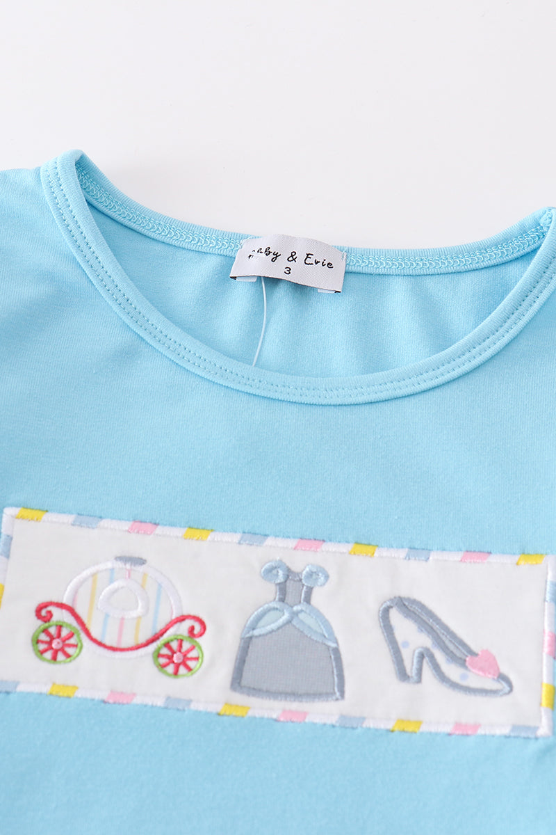 Stripe princess embroidery girl set