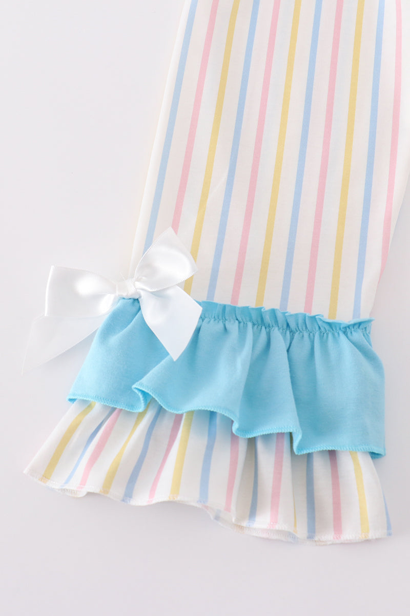 Stripe princess embroidery girl set